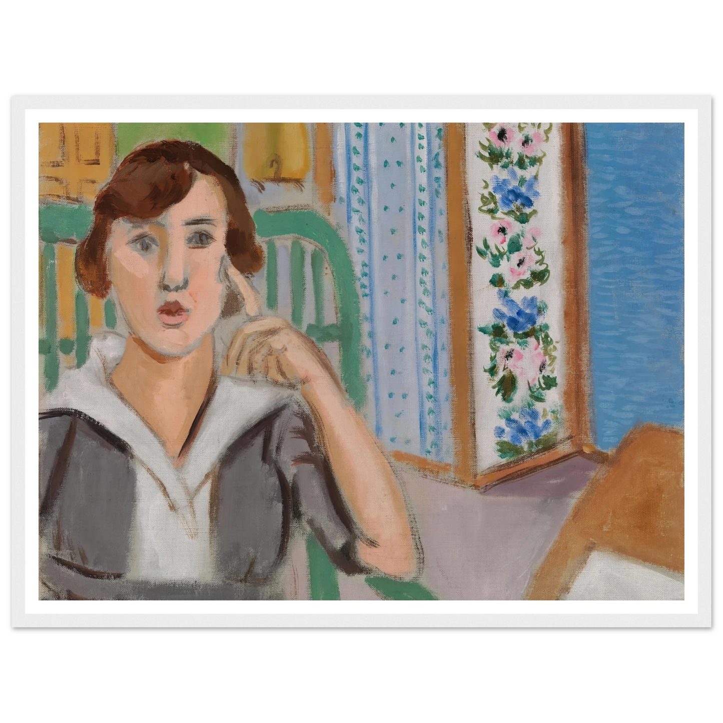 Woman and Screen (La Femme au paravent) (1919) Art Print | Henri Matisse - Framed Poster - 30x40 cm / 12x16″ - Black frame