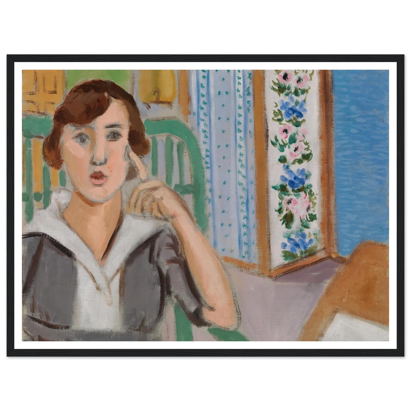 Woman and Screen (La Femme au paravent) (1919) Art Print | Henri Matisse - Framed Poster - 30x40 cm / 12x16″ - Black frame