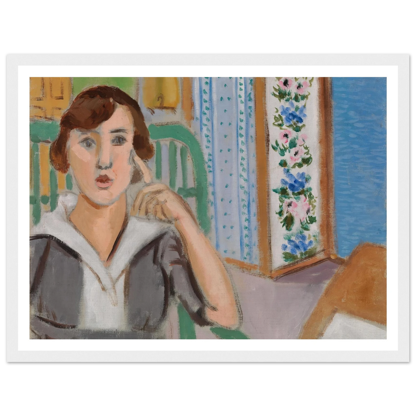 Woman and Screen (La Femme au paravent) (1919) Art Print | Henri Matisse - Framed Poster - 30x40 cm / 12x16″ - Black frame