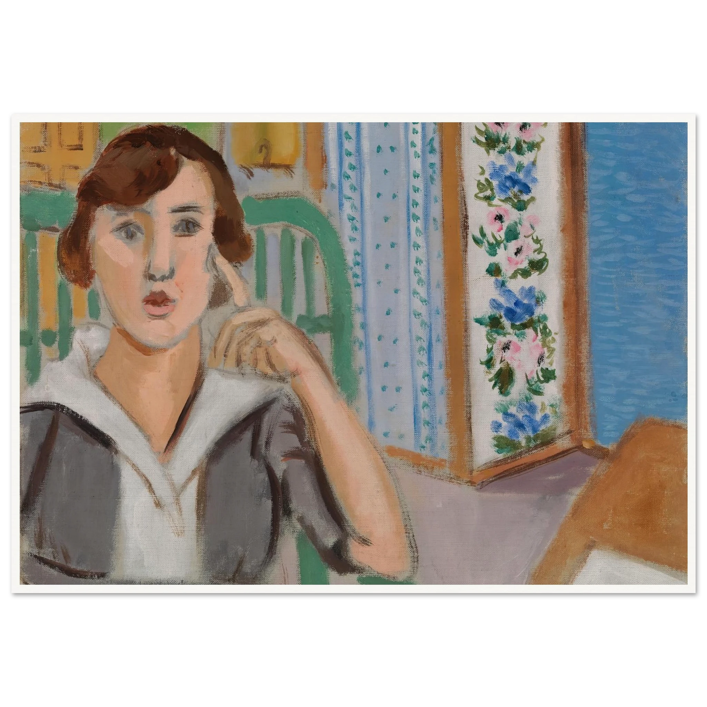 Woman and Screen (La Femme au paravent) (1919) Art Print | Henri Matisse - Framed Poster - 30x40 cm / 12x16″ - Black frame