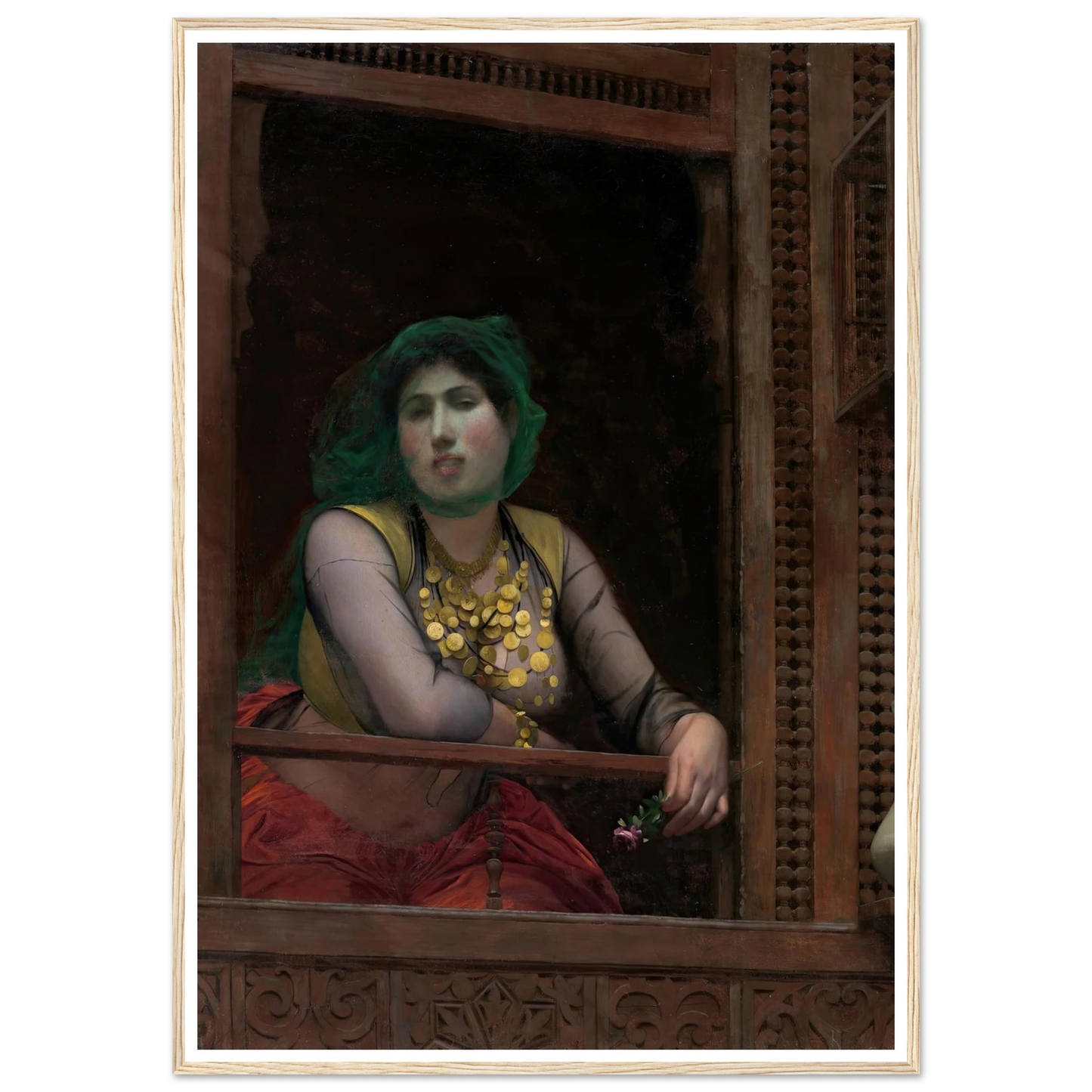 Woman at a Balcony (1887–88) Art Print | Jean Leon Gerome - Framed Poster - 30x40 cm / 12x16″ - Black frame