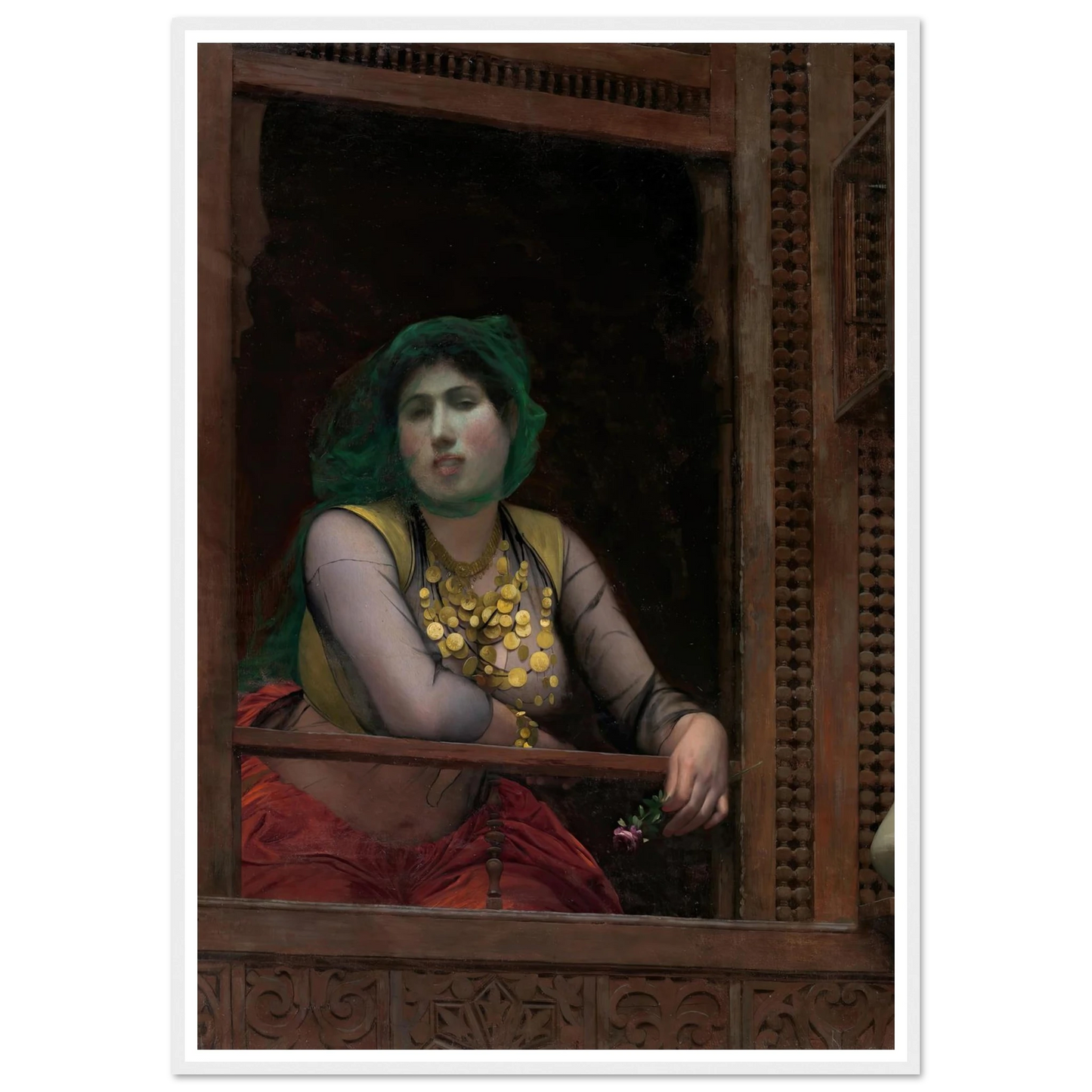 Woman at a Balcony (1887–88) Art Print | Jean Leon Gerome - Framed Poster - 30x40 cm / 12x16″ - Black frame