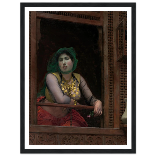 Woman at a Balcony (1887–88) Art Print | Jean Leon Gerome - Framed Poster - 30x40 cm / 12x16″ - Black frame
