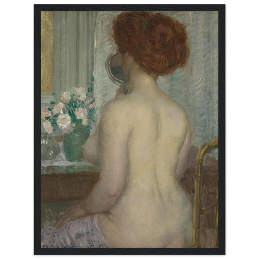 Woman at a Dressing Table (1908) Art Print | Frederick Carl Frieseke - Framed Poster - 30x40 cm / 12x16″ - Black frame