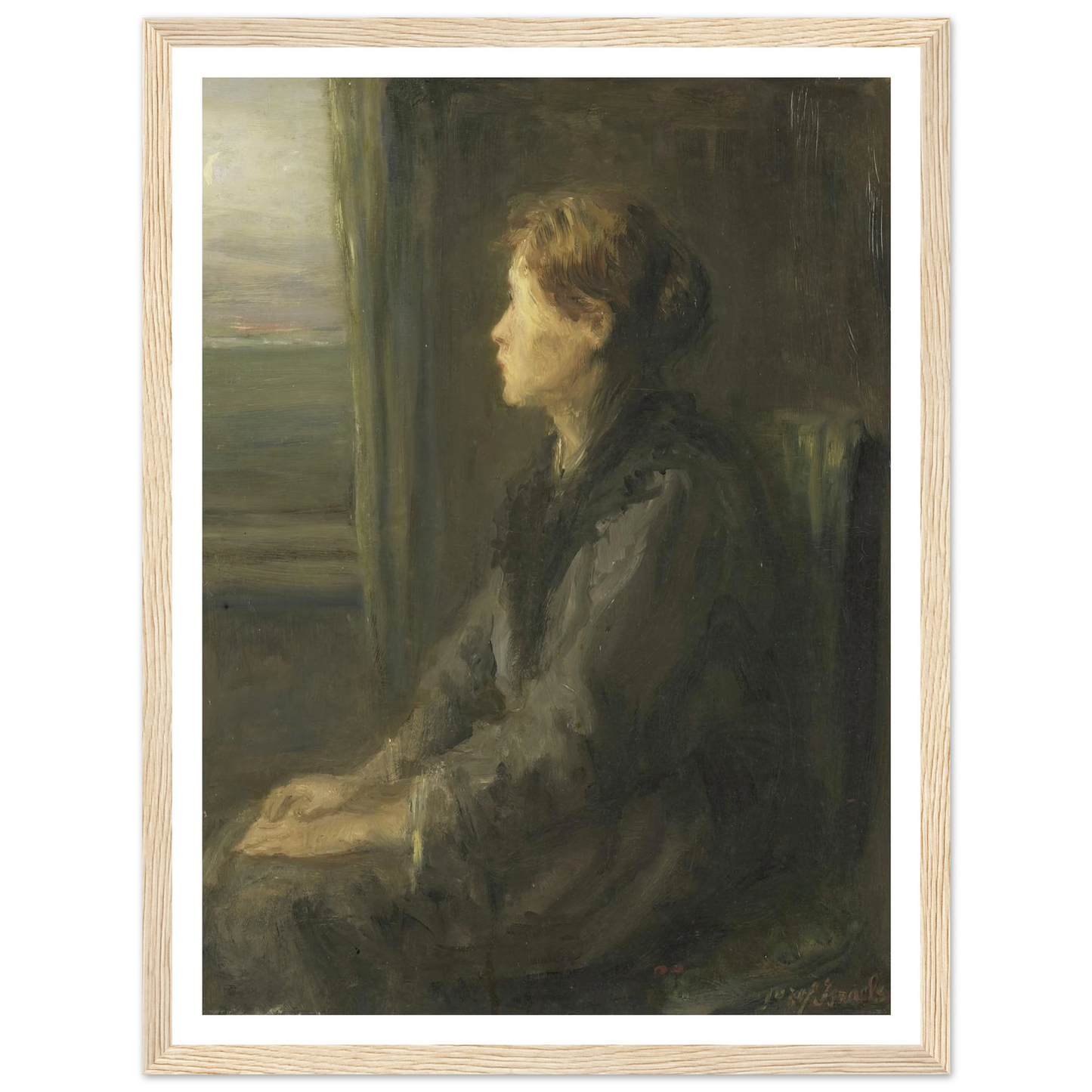 Woman at a Window (1880 - 1911) Art Print | Jozef Israels - Framed Poster - 30x40 cm / 12x16″ - Black frame