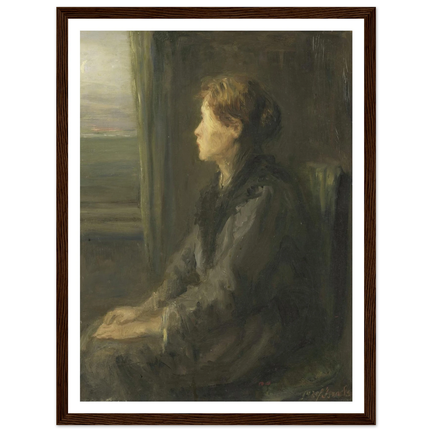 Woman at a Window (1880 - 1911) Art Print | Jozef Israels - Framed Poster - 30x40 cm / 12x16″ - Black frame