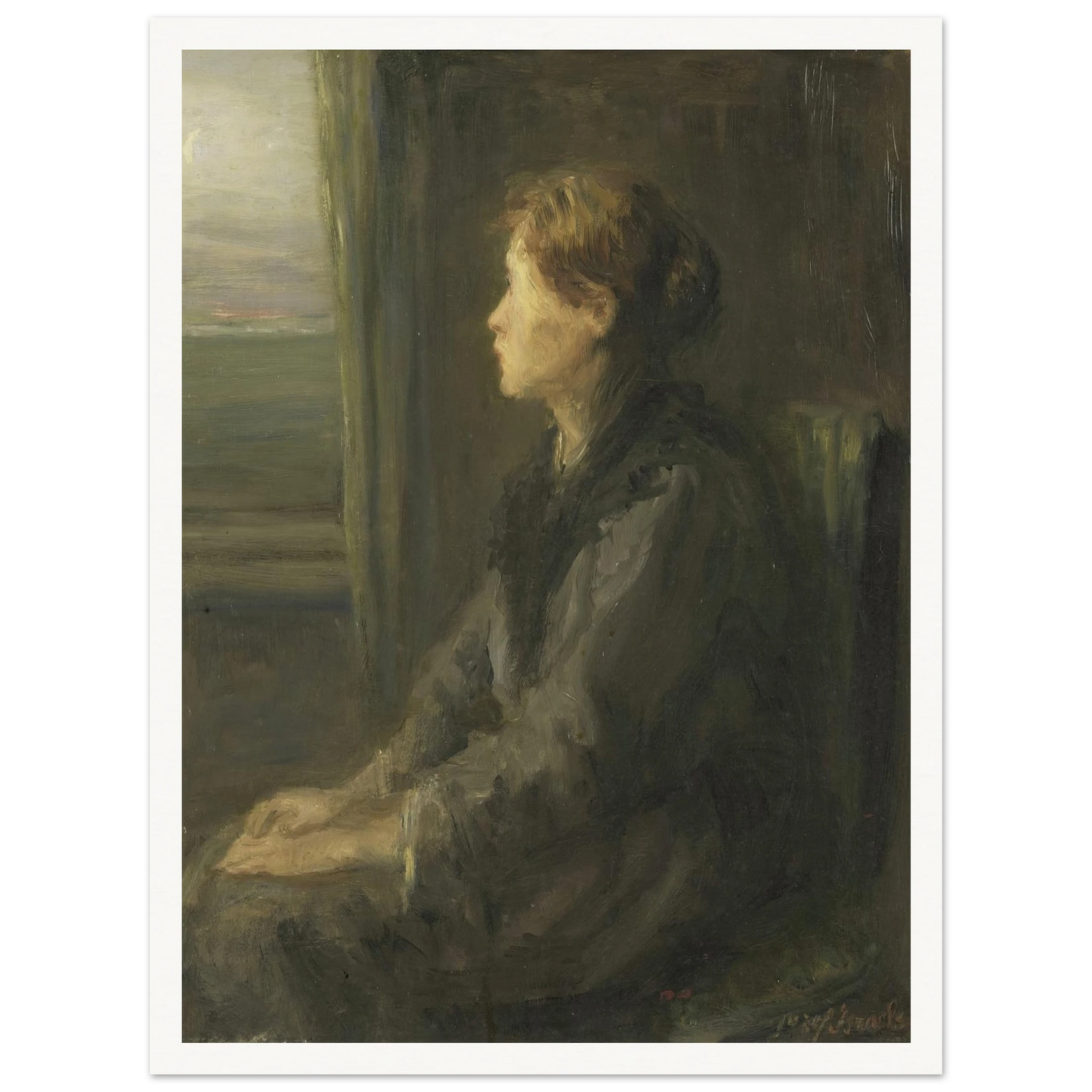 Woman at a Window (1880 - 1911) Art Print | Jozef Israels - Framed Poster - 30x40 cm / 12x16″ - Black frame