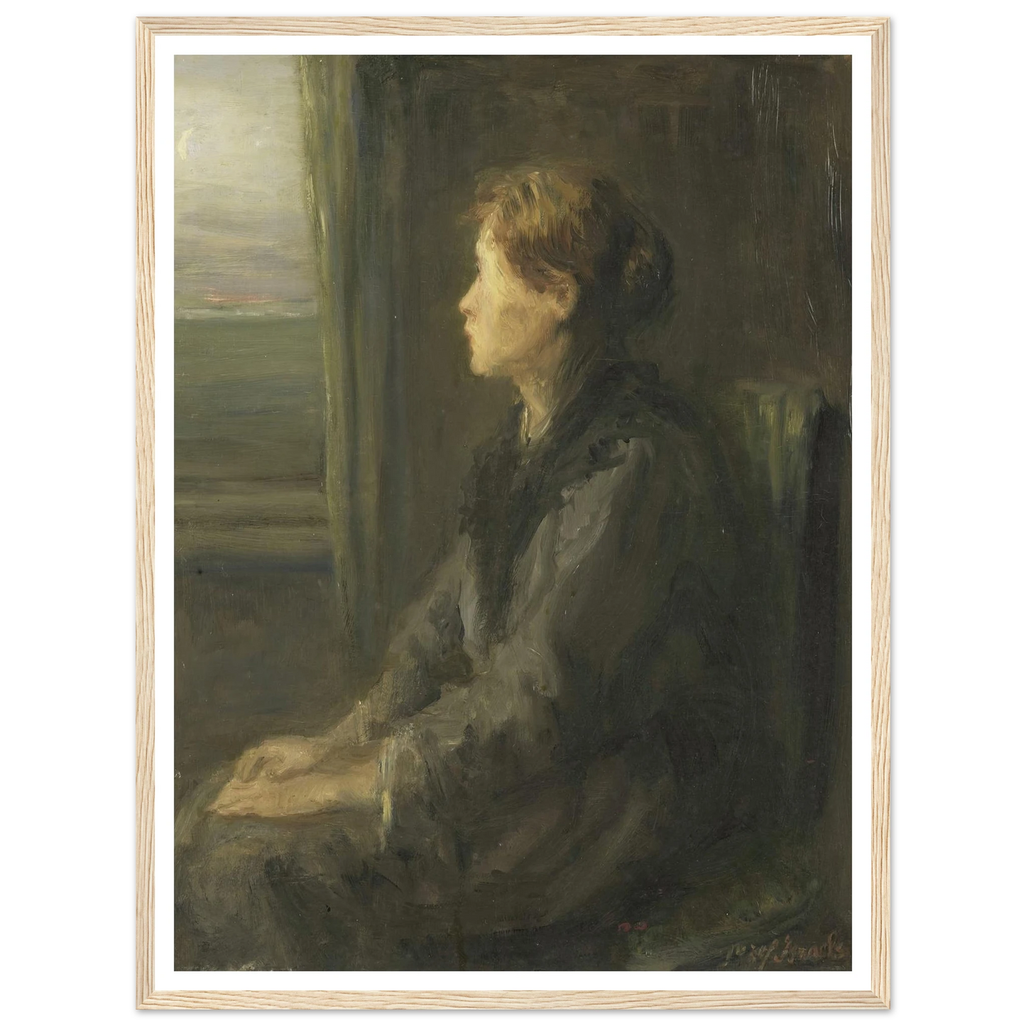 Woman at a Window (1880 - 1911) Art Print | Jozef Israels - Framed Poster - 30x40 cm / 12x16″ - Black frame