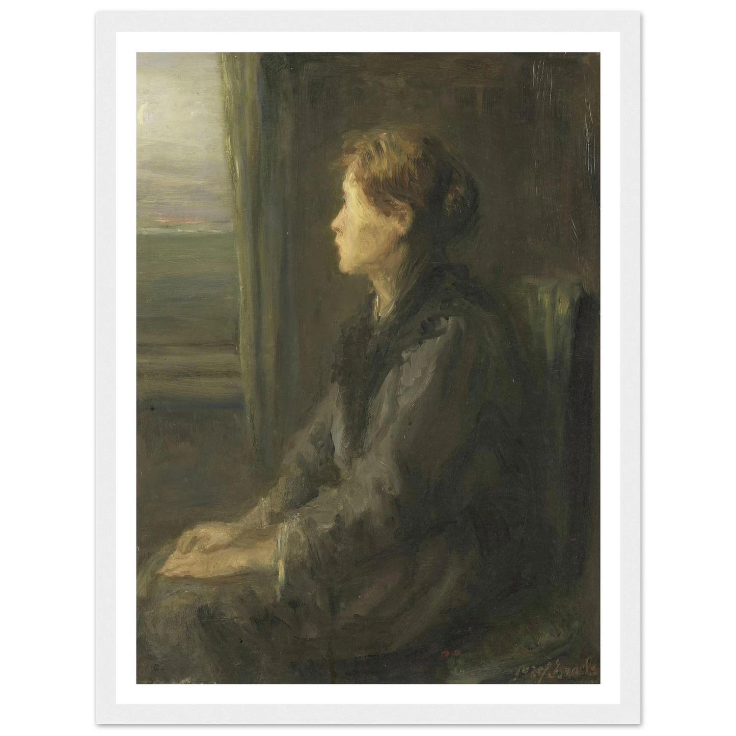 Woman at a Window (1880 - 1911) Art Print | Jozef Israels - Framed Poster - 30x40 cm / 12x16″ - Black frame