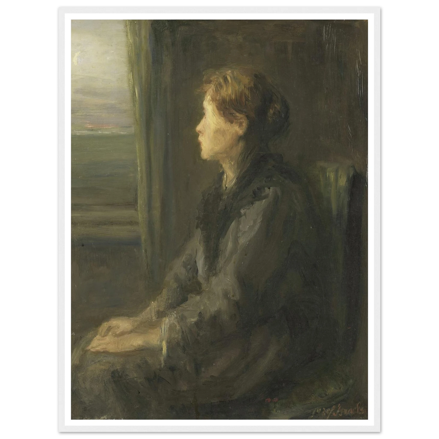 Woman at a Window (1880 - 1911) Art Print | Jozef Israels - Framed Poster - 30x40 cm / 12x16″ - Black frame