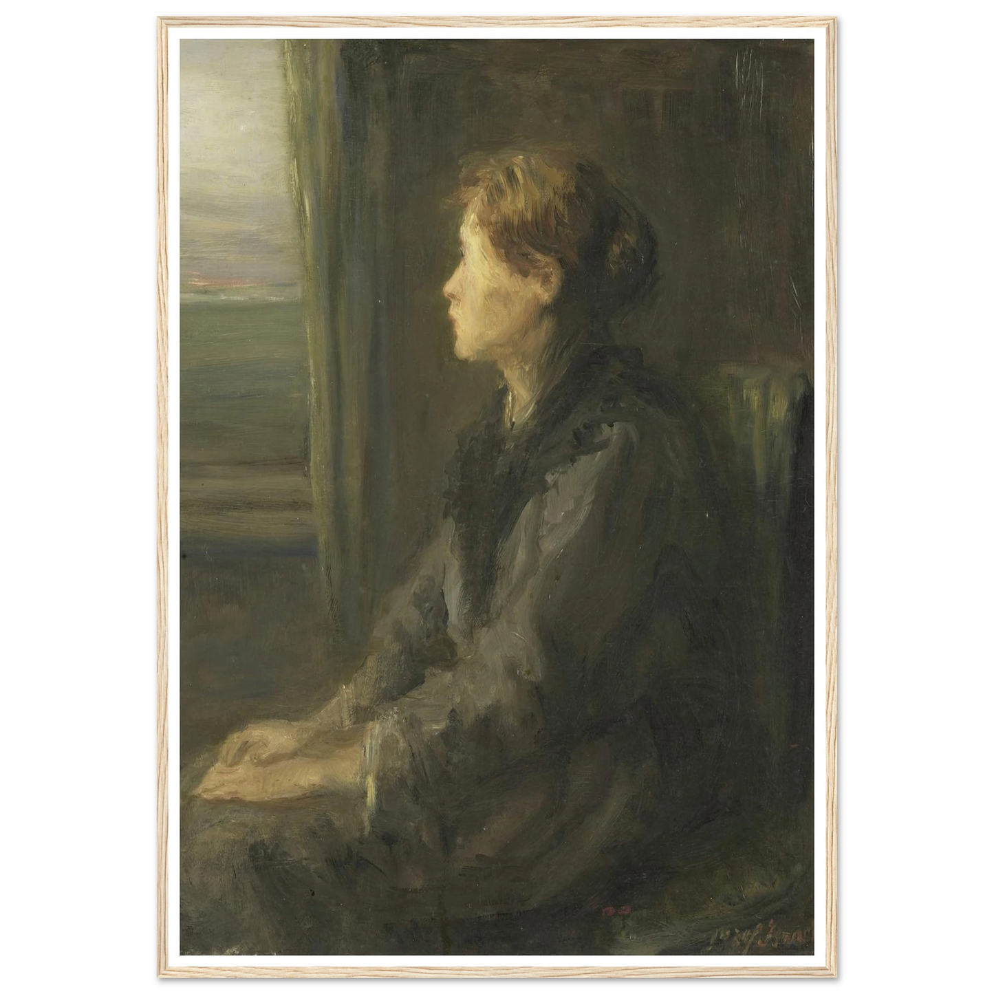 Woman at a Window (1880 - 1911) Art Print | Jozef Israels - Framed Poster - 30x40 cm / 12x16″ - Black frame