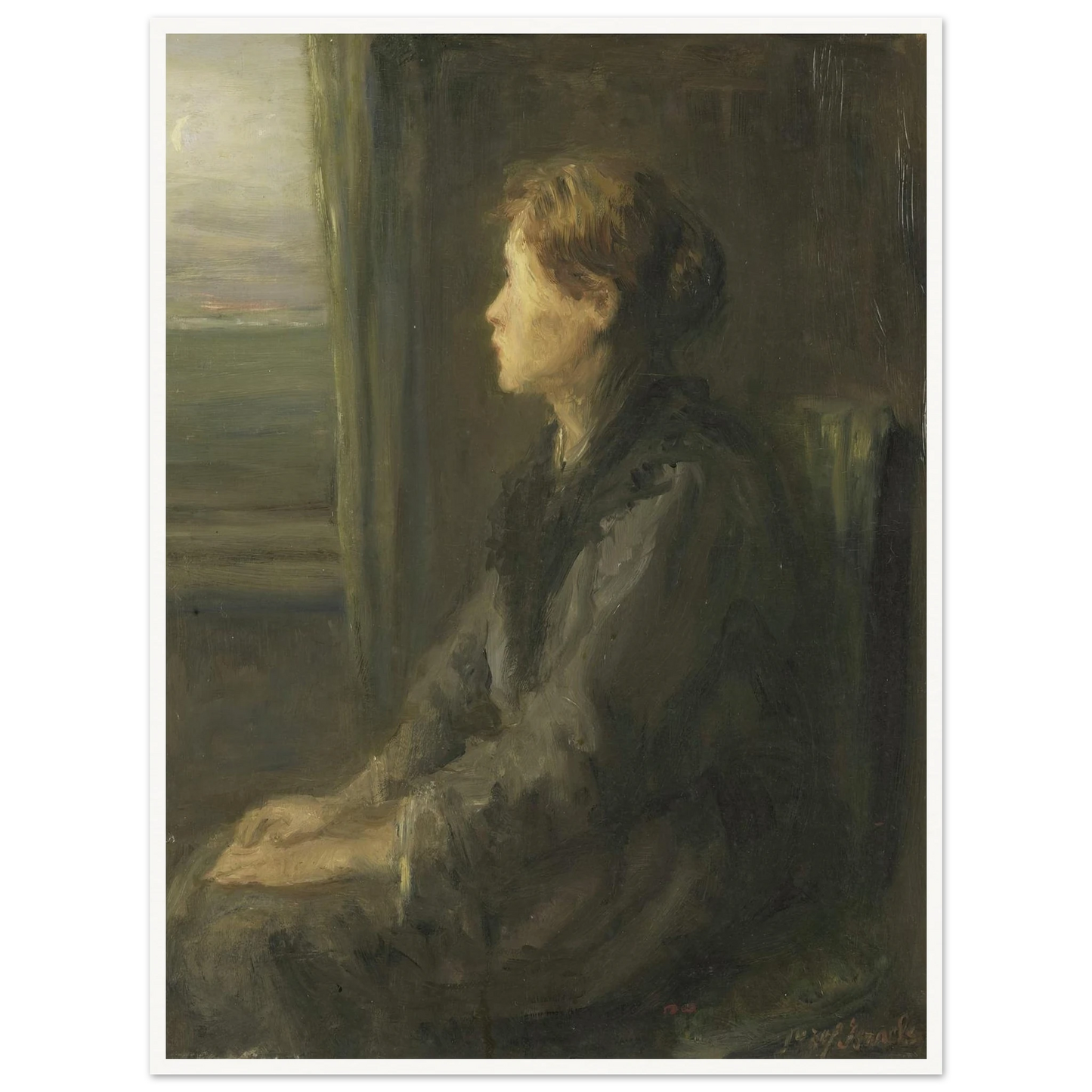 Woman at a Window (1880 - 1911) Art Print | Jozef Israels - Framed Poster - 30x40 cm / 12x16″ - Black frame