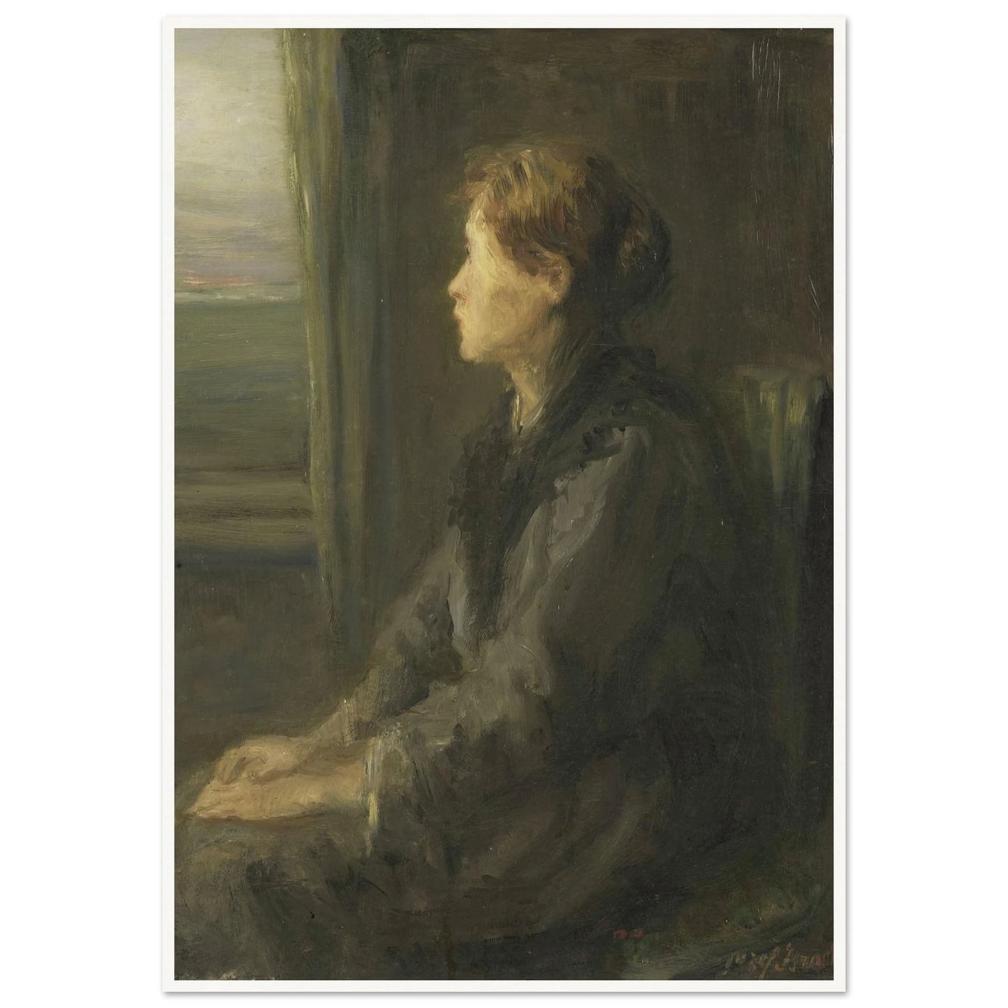 Woman at a Window (1880 - 1911) Art Print | Jozef Israels - Framed Poster - 30x40 cm / 12x16″ - Black frame
