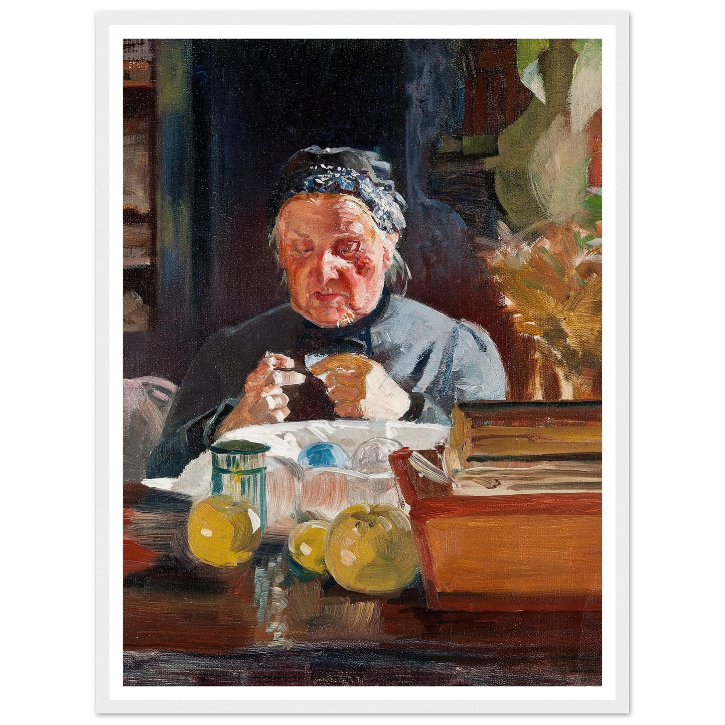 Woman at table, sketch (1900) Art Print | Jacek Malczewski - Framed Poster - 30x40 cm / 12x16″ - Black frame