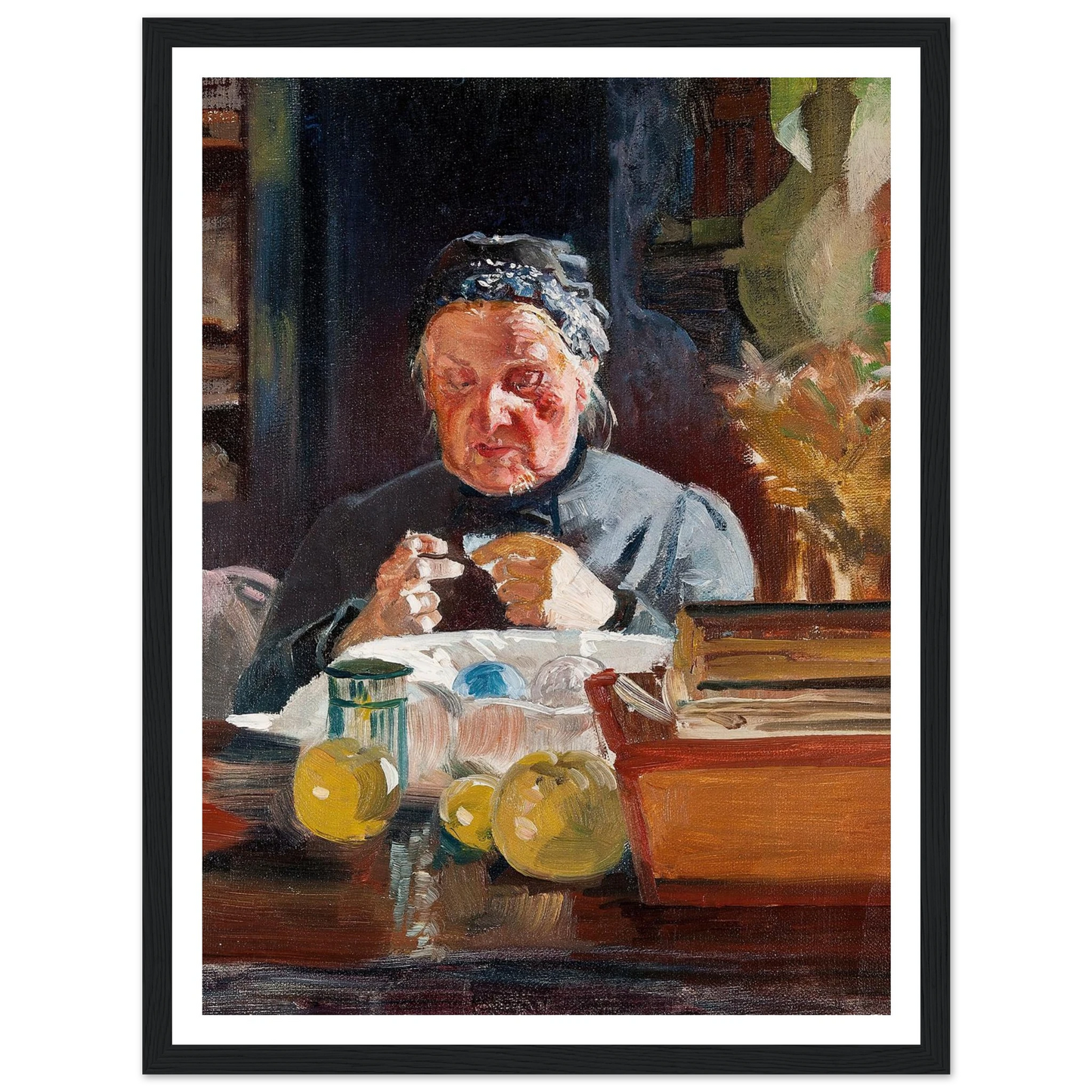 Woman at table, sketch (1900) Art Print | Jacek Malczewski - Framed Poster - 30x40 cm / 12x16″ - Black frame
