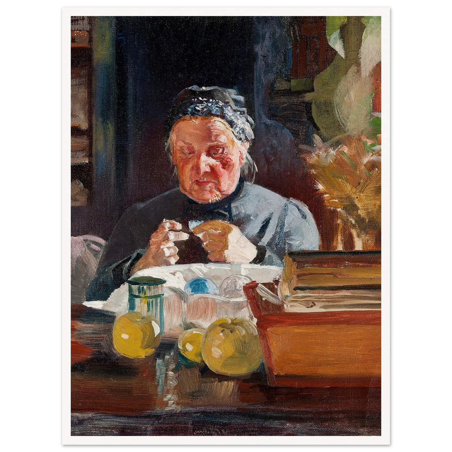 Woman at table, sketch (1900) Art Print | Jacek Malczewski - Framed Poster - 30x40 cm / 12x16″ - Black frame