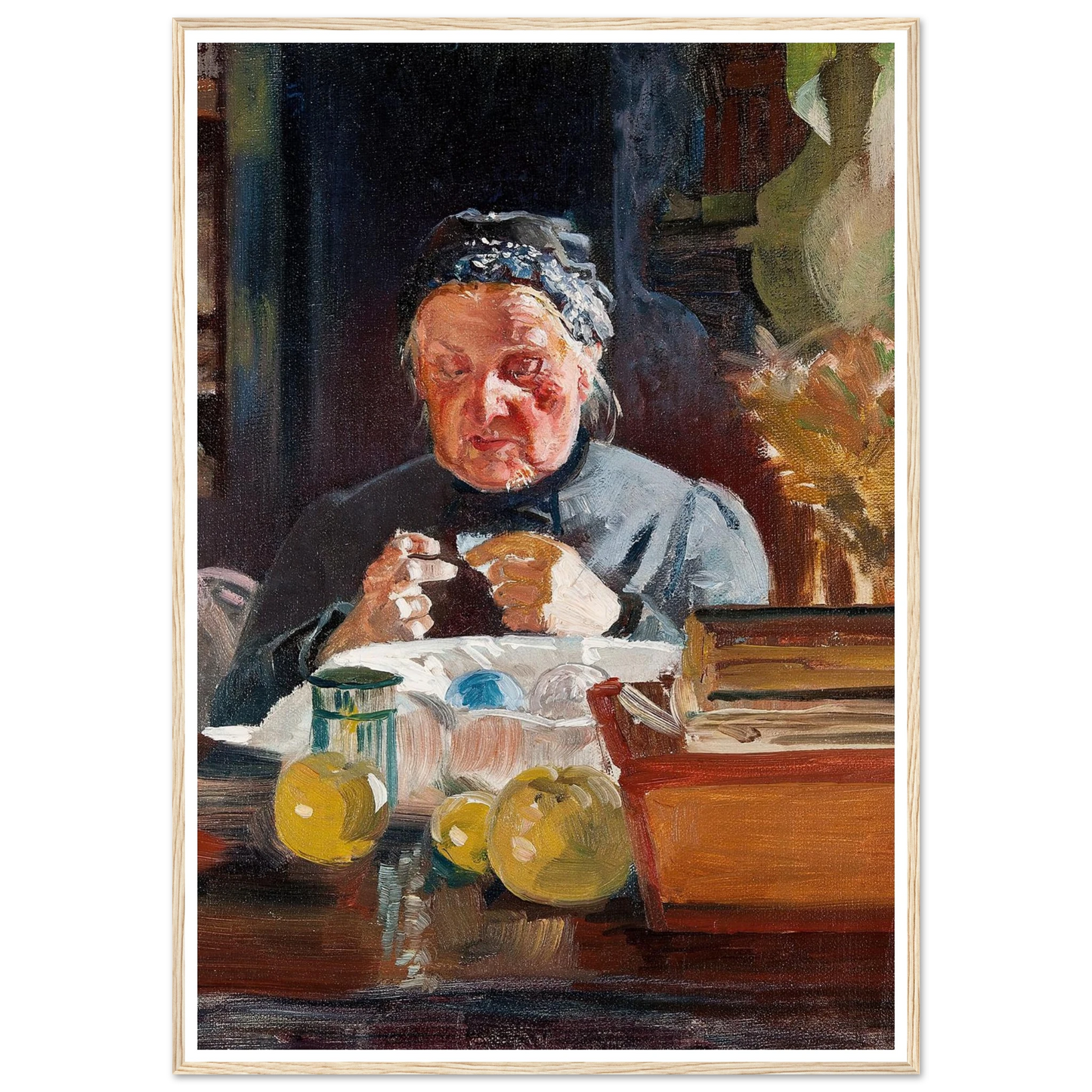 Woman at table, sketch (1900) Art Print | Jacek Malczewski - Framed Poster - 30x40 cm / 12x16″ - Black frame