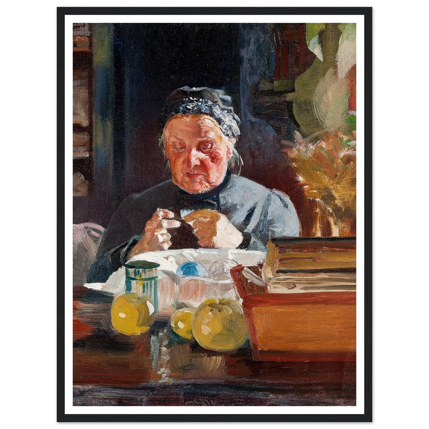 Woman at table, sketch (1900) Art Print | Jacek Malczewski - Framed Poster - 30x40 cm / 12x16″ - Black frame
