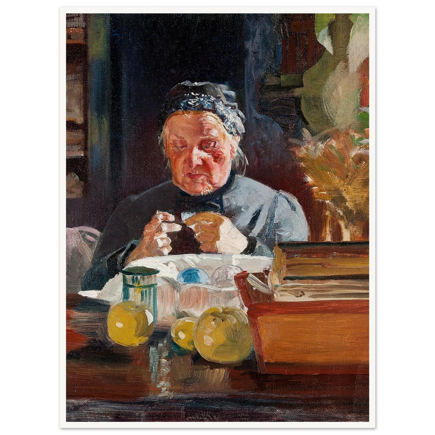 Woman at table, sketch (1900) Art Print | Jacek Malczewski - Framed Poster - 30x40 cm / 12x16″ - Black frame
