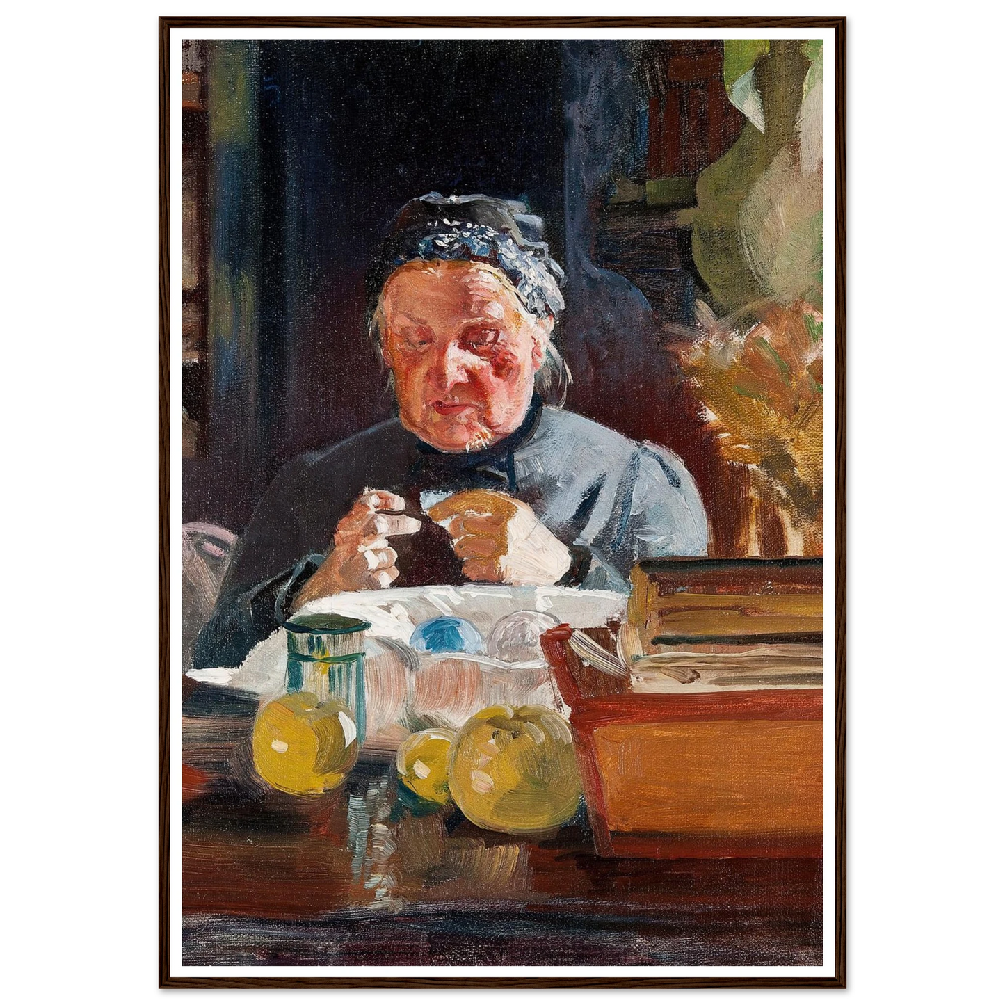 Woman at table, sketch (1900) Art Print | Jacek Malczewski - Framed Poster - 30x40 cm / 12x16″ - Black frame
