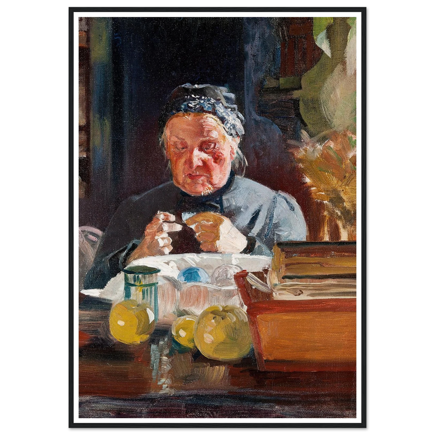 Woman at table, sketch (1900) Art Print | Jacek Malczewski - Framed Poster - 30x40 cm / 12x16″ - Black frame