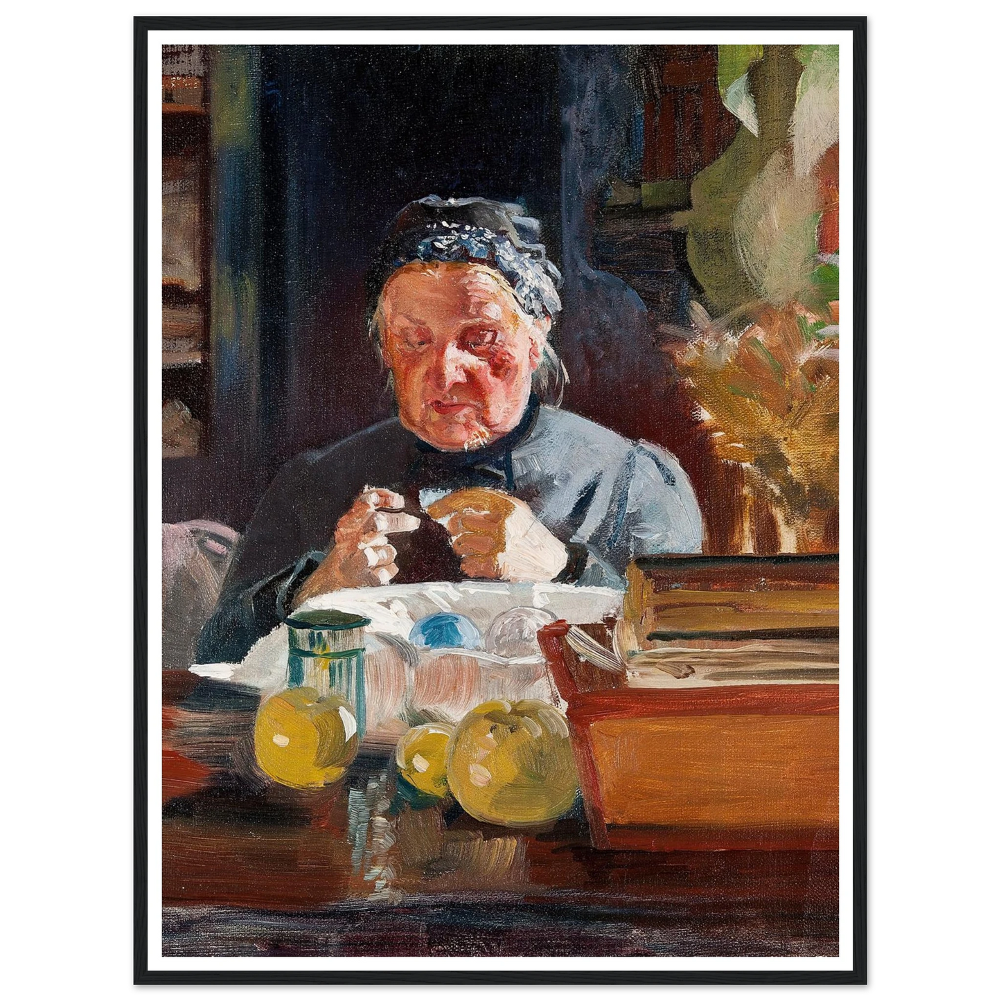 Woman at table, sketch (1900) Art Print | Jacek Malczewski - Framed Poster - 30x40 cm / 12x16″ - Black frame