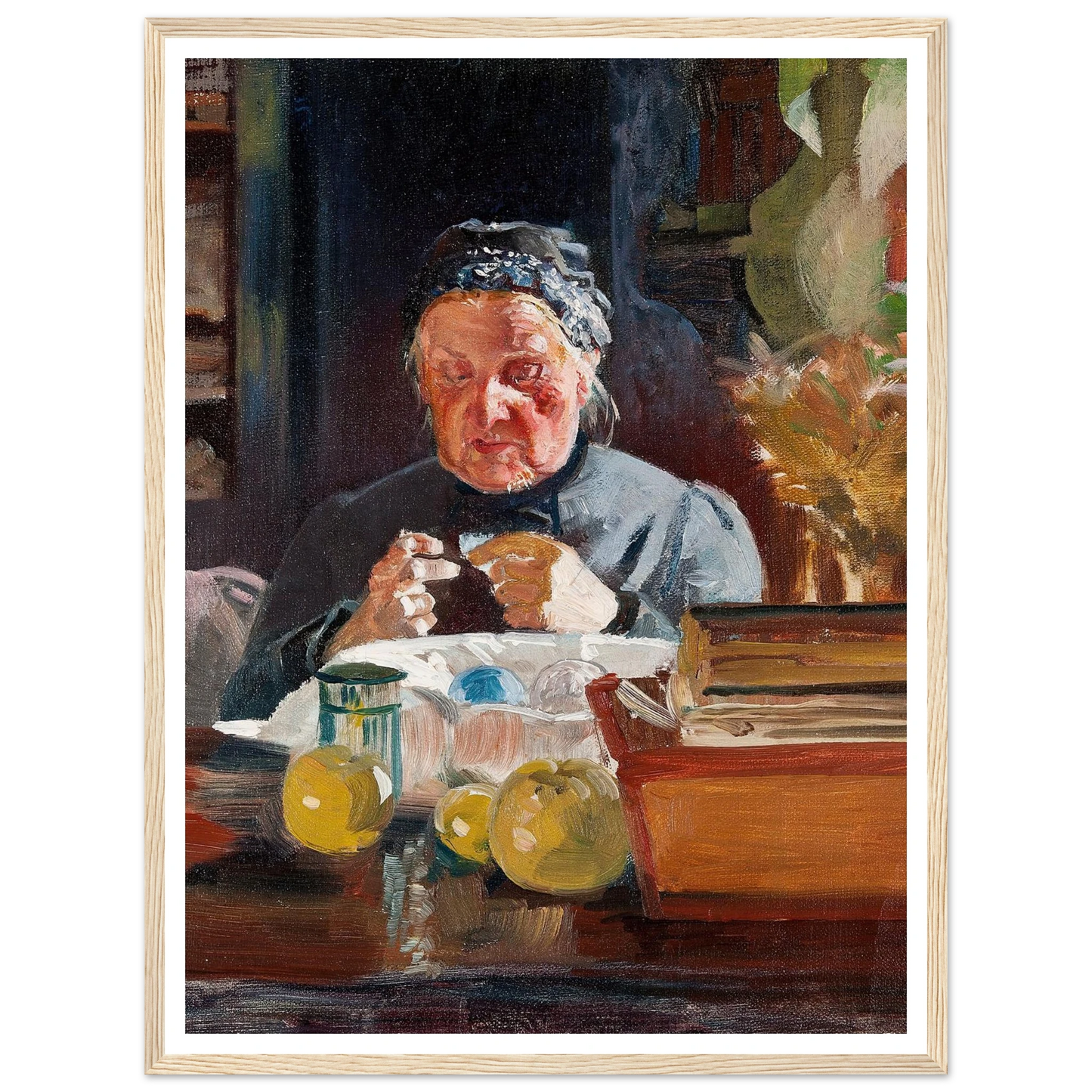 Woman at table, sketch (1900) Art Print | Jacek Malczewski - Framed Poster - 30x40 cm / 12x16″ - Black frame