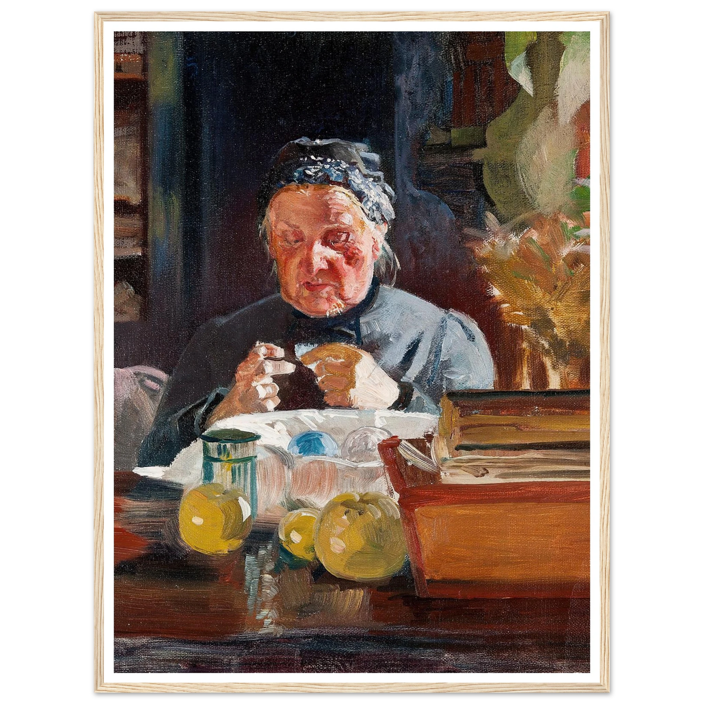 Woman at table, sketch (1900) Art Print | Jacek Malczewski - Framed Poster - 30x40 cm / 12x16″ - Black frame