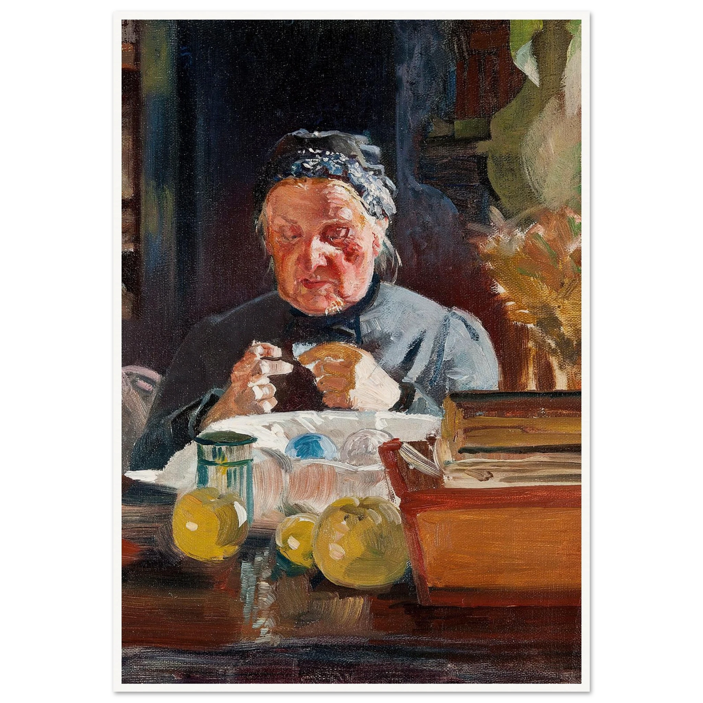 Woman at table, sketch (1900) Art Print | Jacek Malczewski - Framed Poster - 30x40 cm / 12x16″ - Black frame