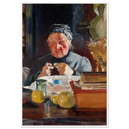 Woman at table, sketch (1900) Art Print | Jacek Malczewski - Framed Poster - 30x40 cm / 12x16″ - Black frame