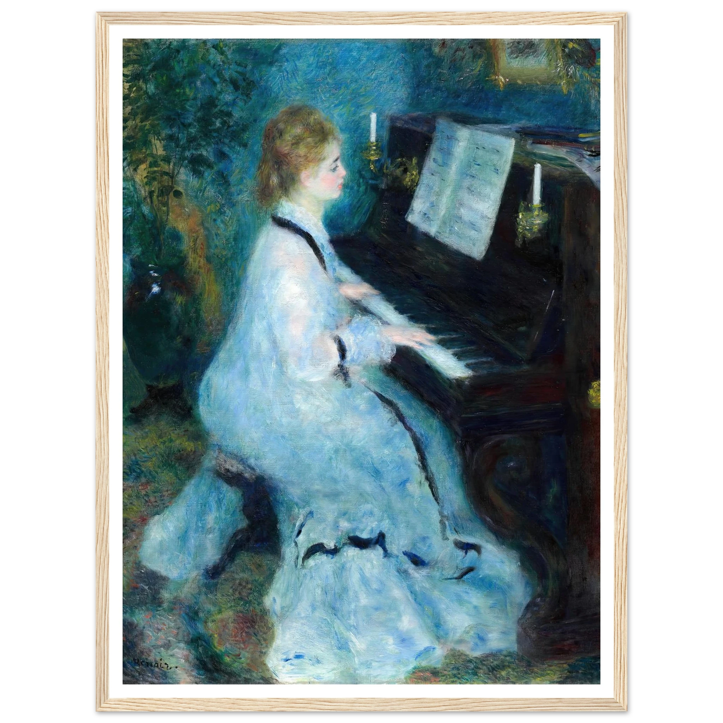 Woman at the Piano (1875) Art Print | Pierre Auguste Renoir - Framed Poster - 30x40 cm / 12x16″ - Black frame