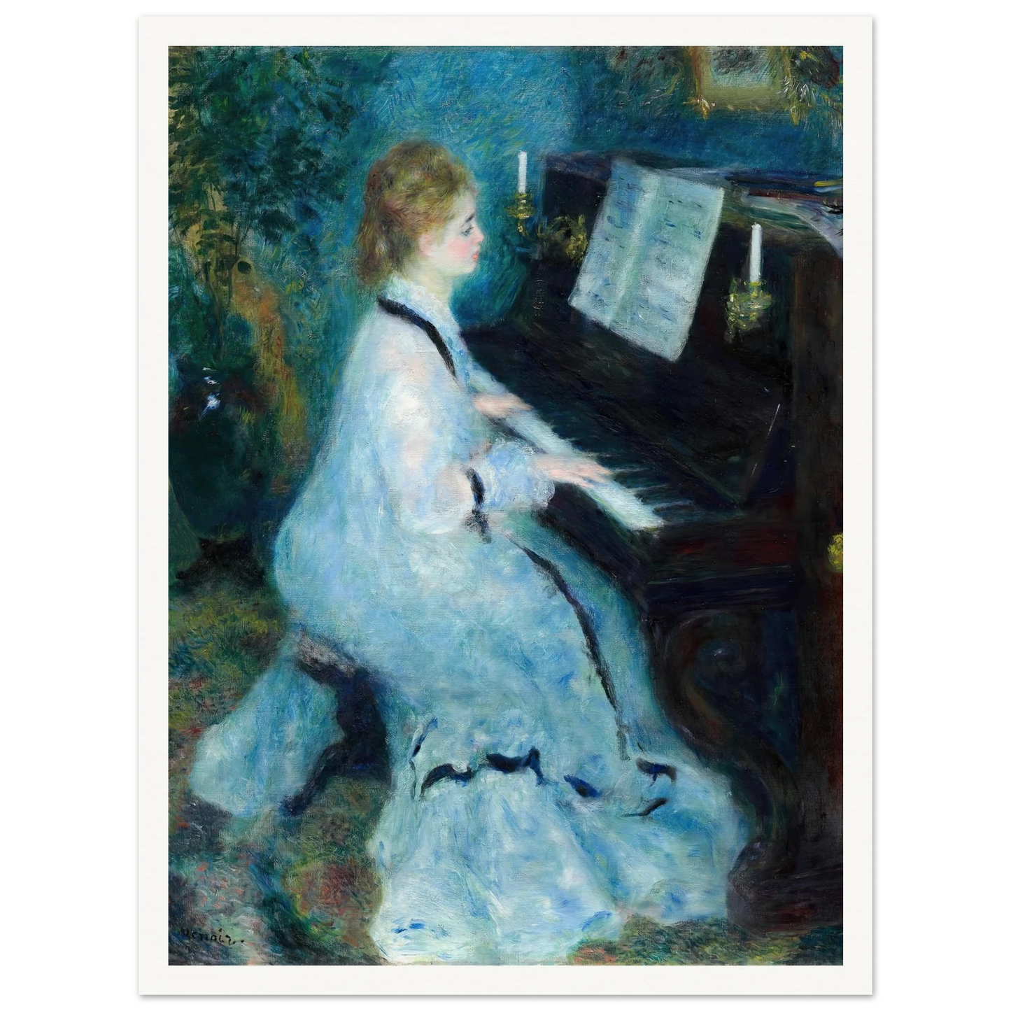 Woman at the Piano (1875) Art Print | Pierre Auguste Renoir - Framed Poster - 30x40 cm / 12x16″ - Black frame
