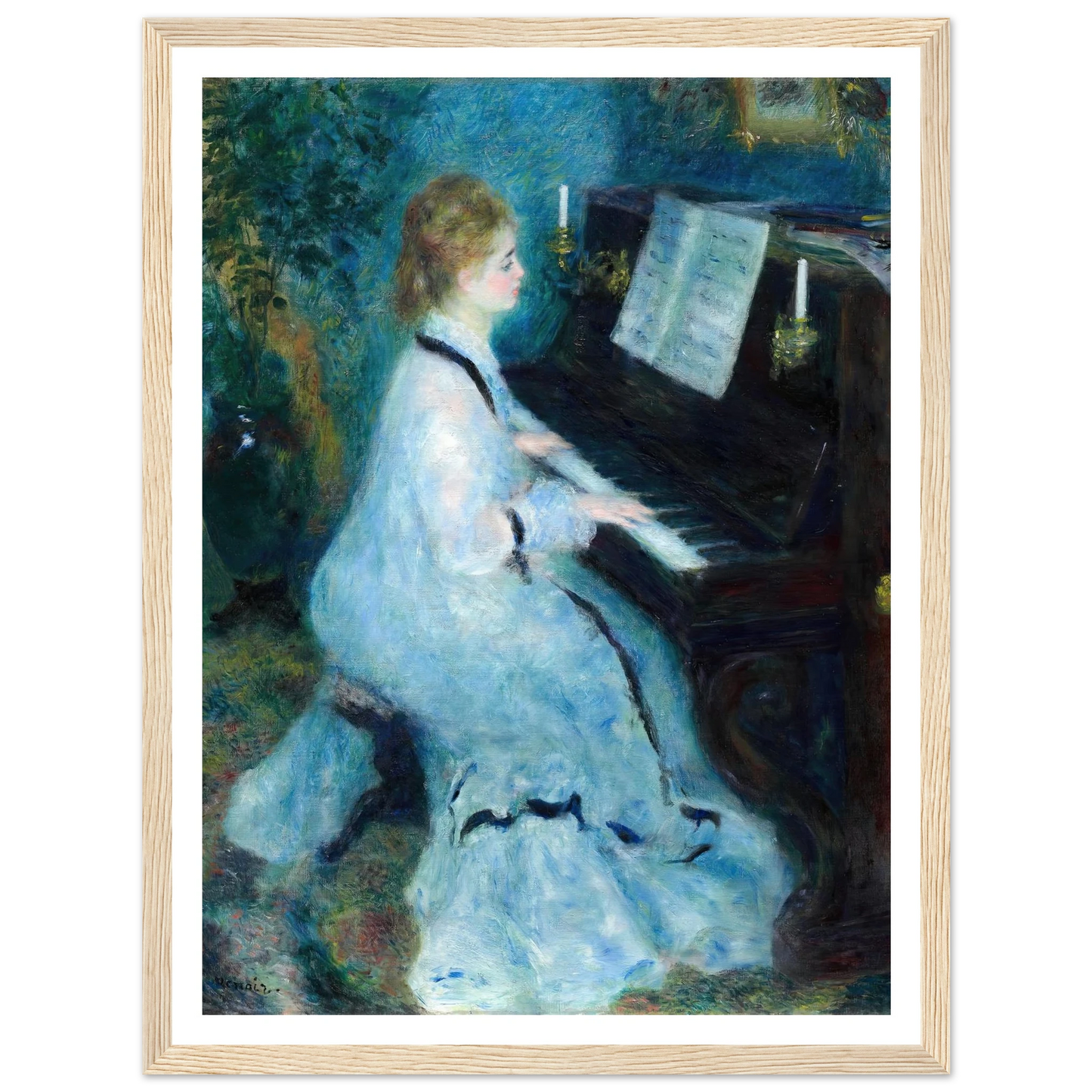 Woman at the Piano (1875) Art Print | Pierre Auguste Renoir - Framed Poster - 30x40 cm / 12x16″ - Black frame