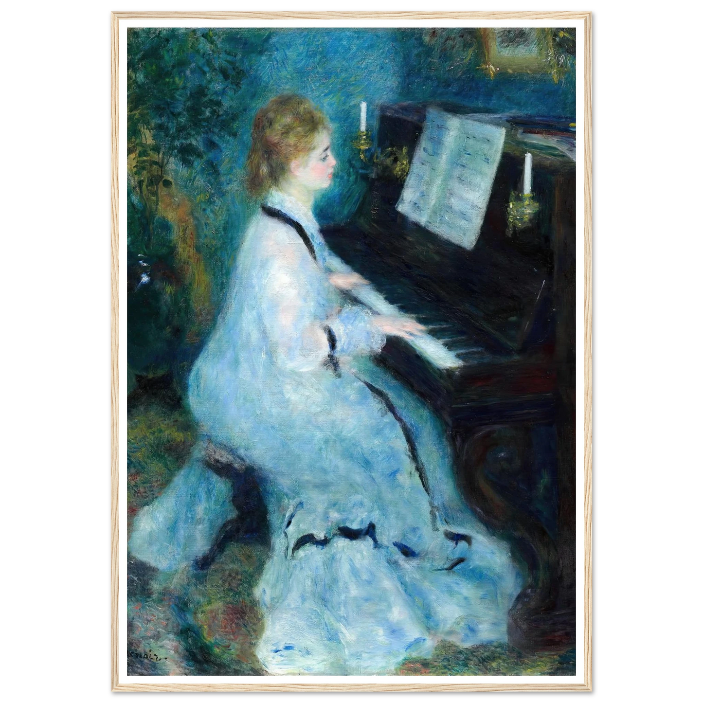 Woman at the Piano (1875) Art Print | Pierre Auguste Renoir - Framed Poster - 30x40 cm / 12x16″ - Black frame