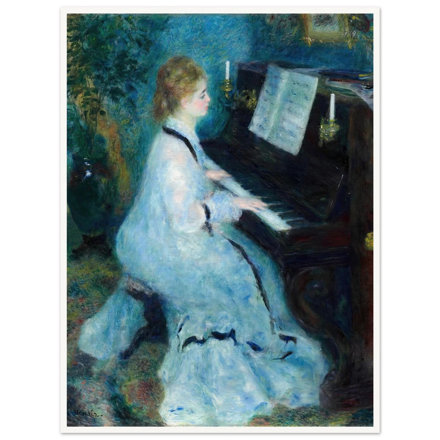 Woman at the Piano (1875) Art Print | Pierre Auguste Renoir - Framed Poster - 30x40 cm / 12x16″ - Black frame