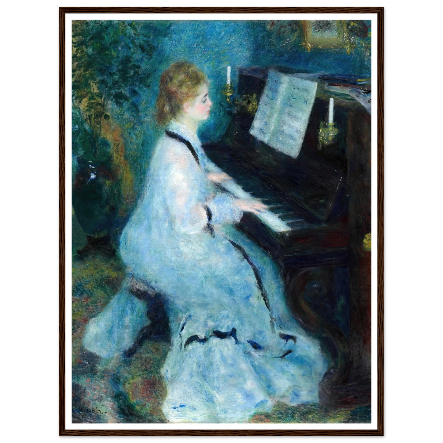 Woman at the Piano (1875) Art Print | Pierre Auguste Renoir - Framed Poster - 30x40 cm / 12x16″ - Black frame