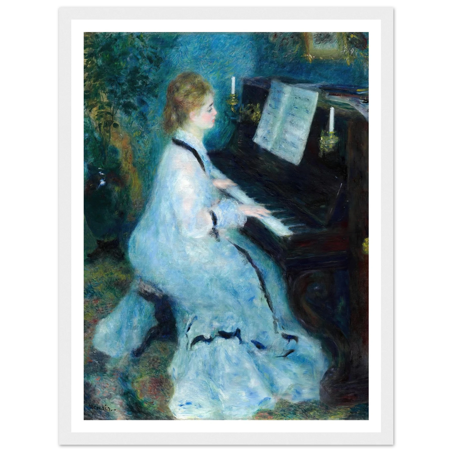 Woman at the Piano (1875) Art Print | Pierre Auguste Renoir - Framed Poster - 30x40 cm / 12x16″ - Black frame