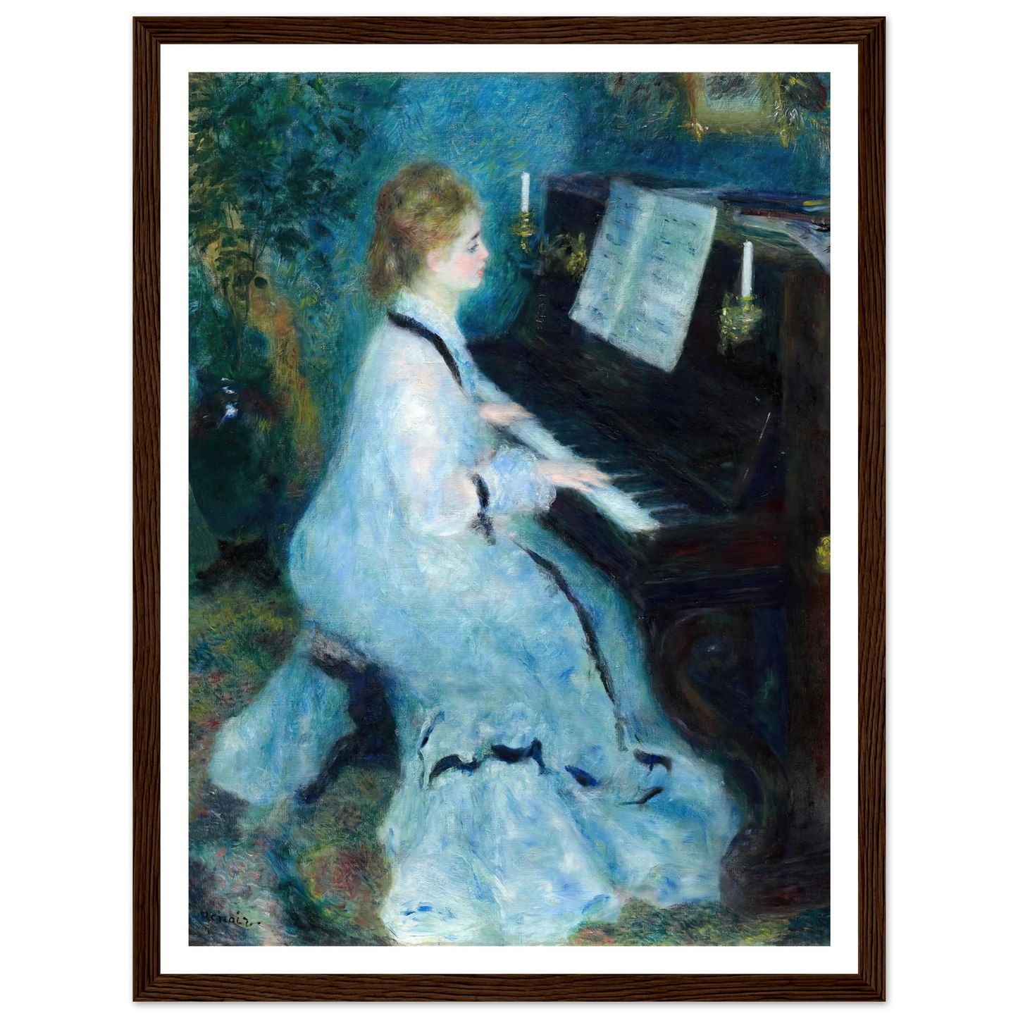 Woman at the Piano (1875) Art Print | Pierre Auguste Renoir - Framed Poster - 30x40 cm / 12x16″ - Black frame