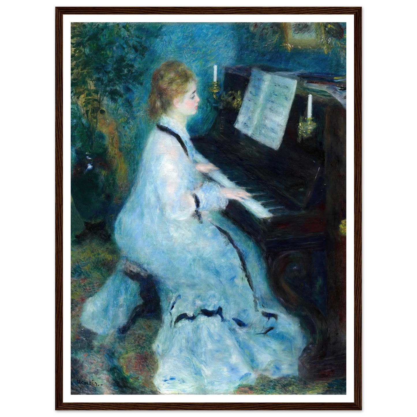 Woman at the Piano (1875) Art Print | Pierre Auguste Renoir - Framed Poster - 30x40 cm / 12x16″ - Black frame