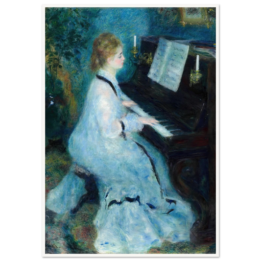 Woman at the Piano (1875) Art Print | Pierre Auguste Renoir - Framed Poster - 30x40 cm / 12x16″ - Black frame