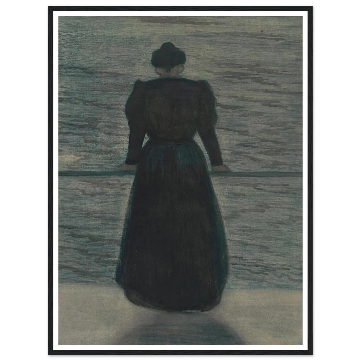 Woman by the Sea (1909) Art Print | Leon Spilliaert - Framed Poster - 30x40 cm / 12x16″ - Black frame