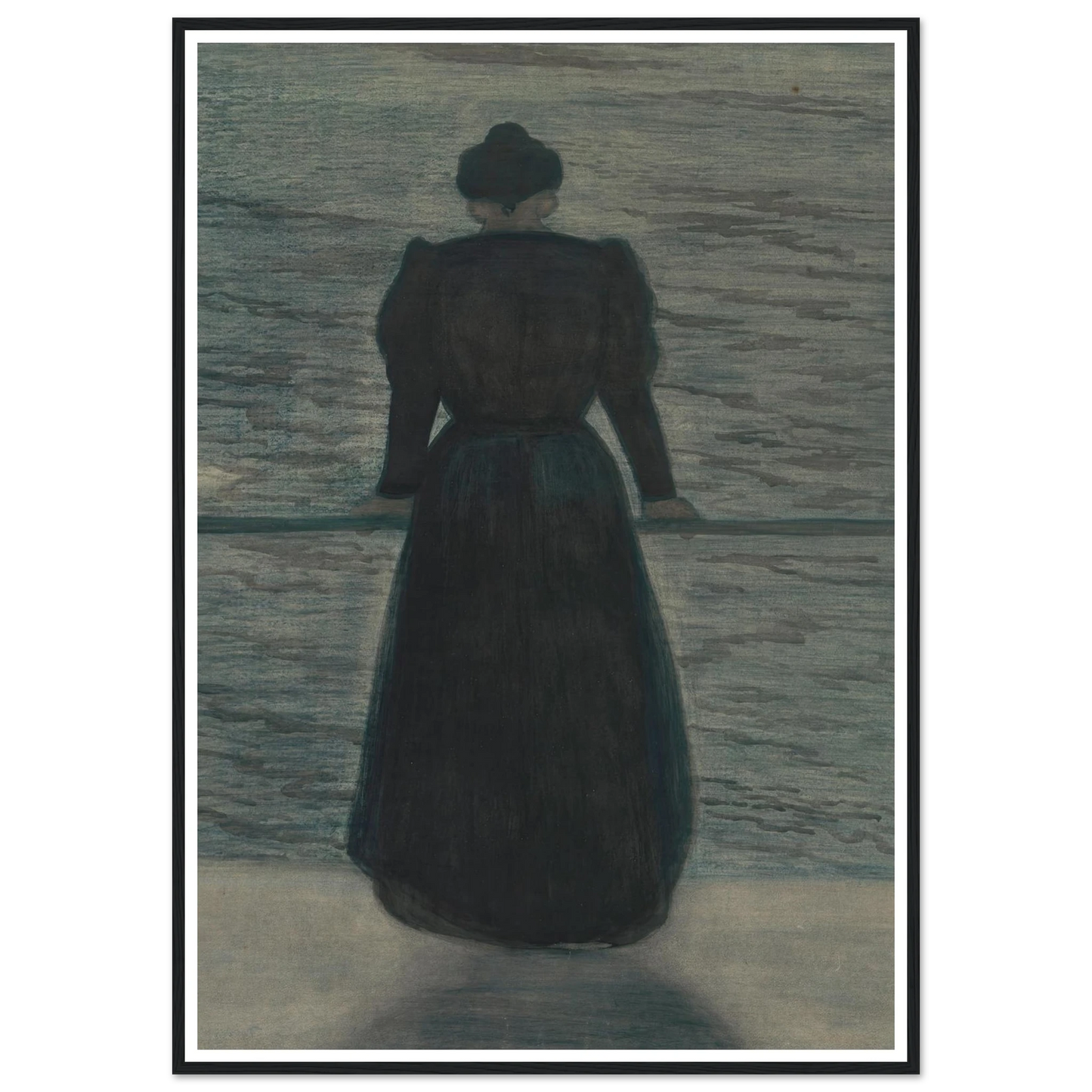 Woman by the Sea (1909) Art Print | Leon Spilliaert - Framed Poster - 30x40 cm / 12x16″ - Black frame