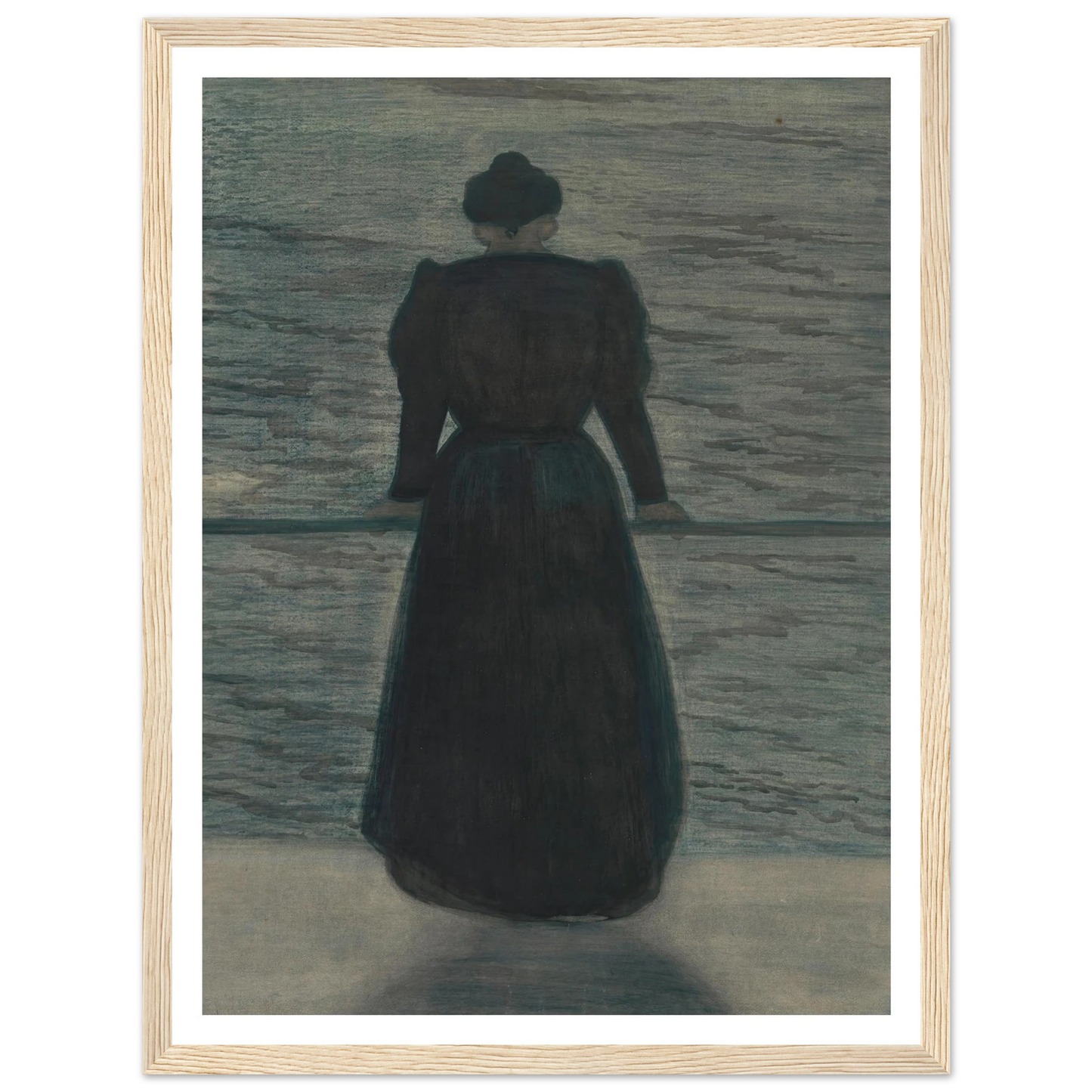 Woman by the Sea (1909) Art Print | Leon Spilliaert - Framed Poster - 30x40 cm / 12x16″ - Black frame