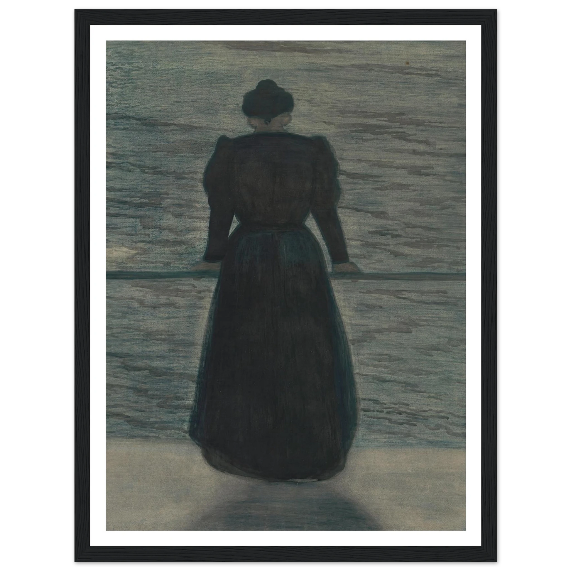 Woman by the Sea (1909) Art Print | Leon Spilliaert - Framed Poster - 30x40 cm / 12x16″ - Black frame
