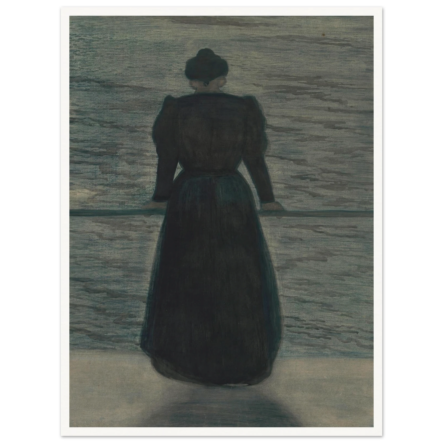 Woman by the Sea (1909) Art Print | Leon Spilliaert - Framed Poster - 30x40 cm / 12x16″ - Black frame
