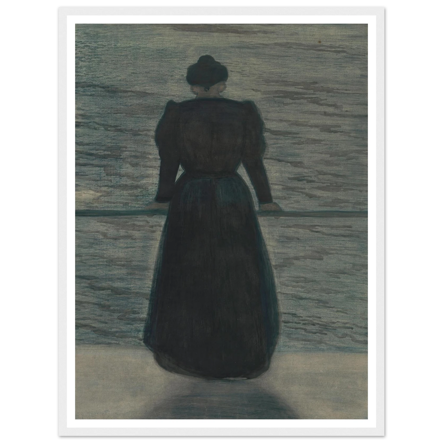 Woman by the Sea (1909) Art Print | Leon Spilliaert - Framed Poster - 30x40 cm / 12x16″ - Black frame