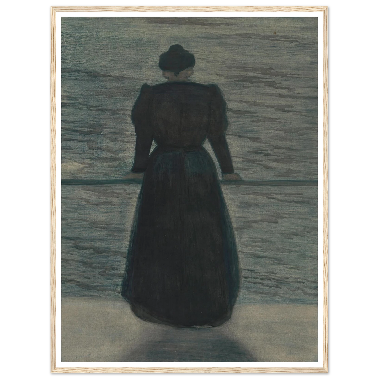 Woman by the Sea (1909) Art Print | Leon Spilliaert - Framed Poster - 30x40 cm / 12x16″ - Black frame