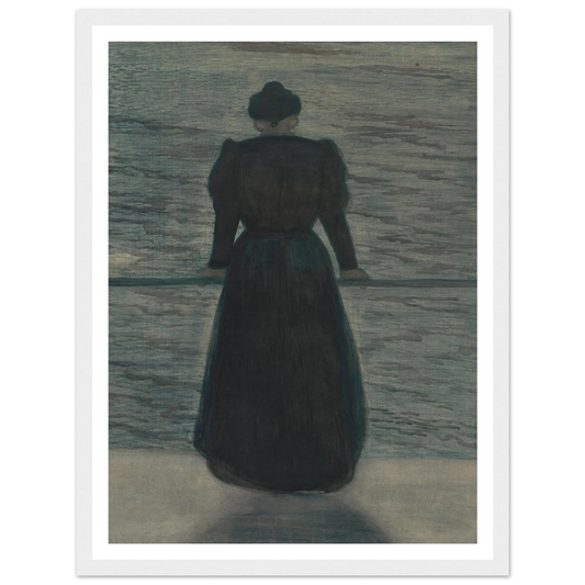 Woman by the Sea (1909) Art Print | Leon Spilliaert - Framed Poster - 30x40 cm / 12x16″ - Black frame