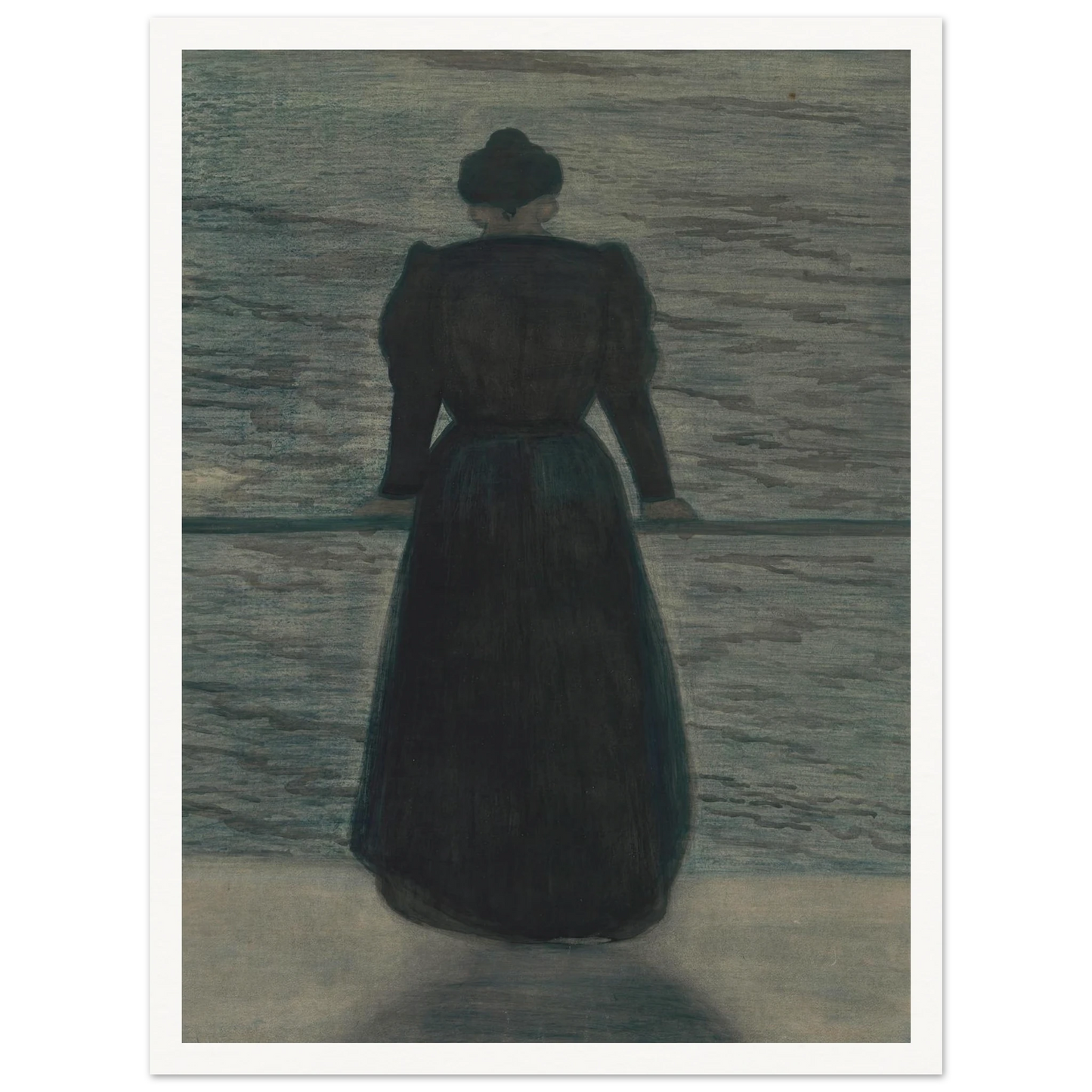 Woman by the Sea (1909) Art Print | Leon Spilliaert - Framed Poster - 30x40 cm / 12x16″ - Black frame