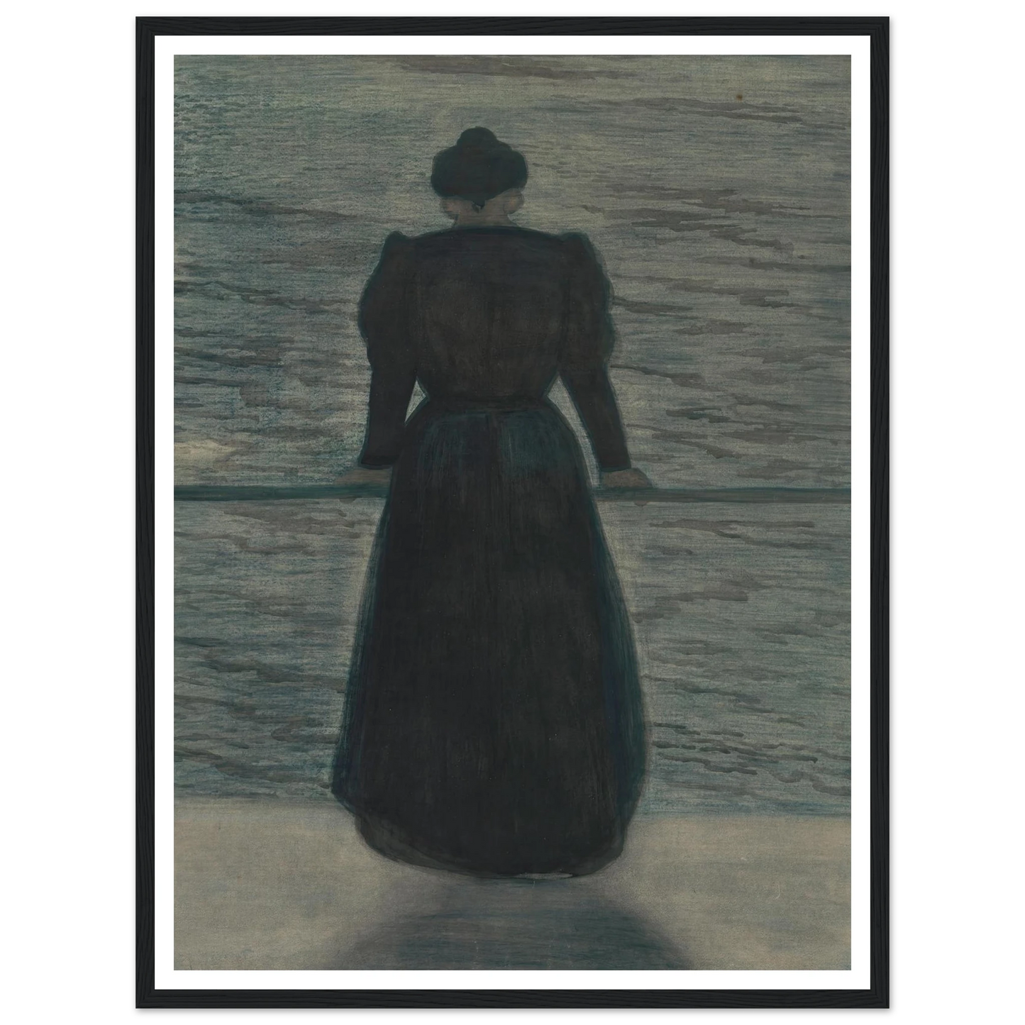 Woman by the Sea (1909) Art Print | Leon Spilliaert - Framed Poster - 30x40 cm / 12x16″ - Black frame